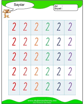 okul öncesi 1 sayısı çizgi çalışması